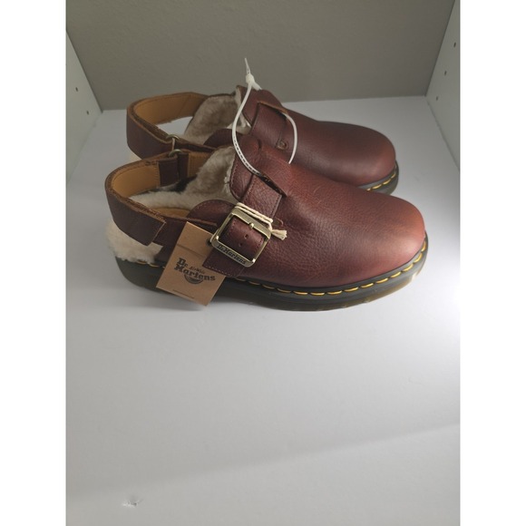 Dr. Martens Jorge II FL Faux Fur Lined Brown Leather Strap Mule WMNS 9 MENS 8 - Picture 8 of 9